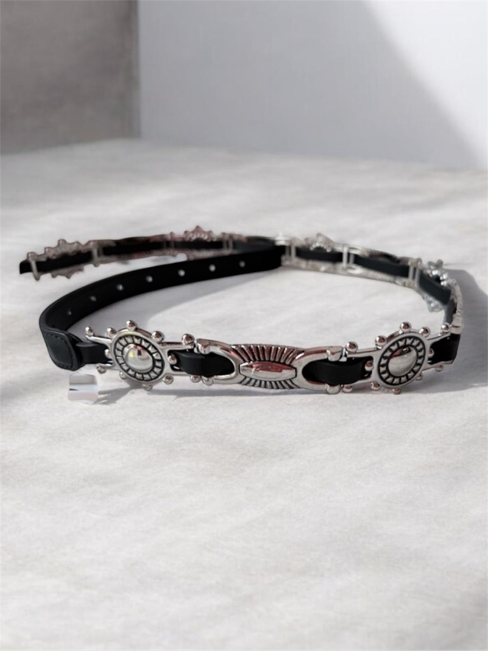 Haute Hippie Black Belt with Silver Detailing concho belt